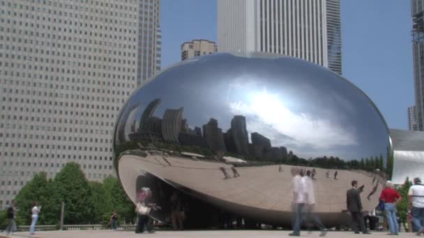Czas Ucieka Bean Millennium Park Chicago — Wideo stockowe