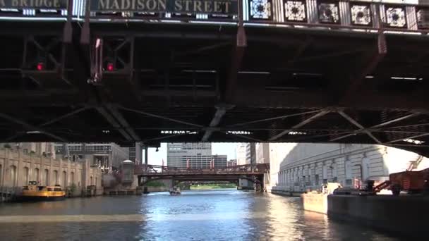 Chicago River Ansicht Von Einer Fähre — Stockvideo