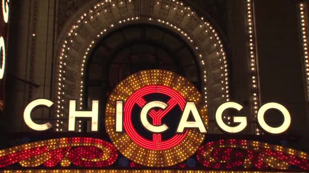Theater Chicago Zeichen Der Nacht — Stockvideo