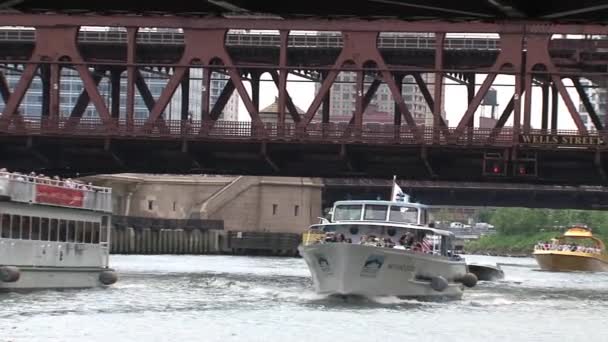 Blick Aus Einem Wassertaxi Chicago River — Stockvideo