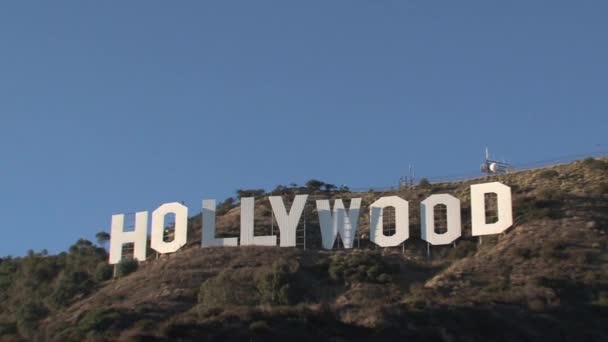 Sinal Hollywood Zoom Califórnia Eua — Vídeo de Stock