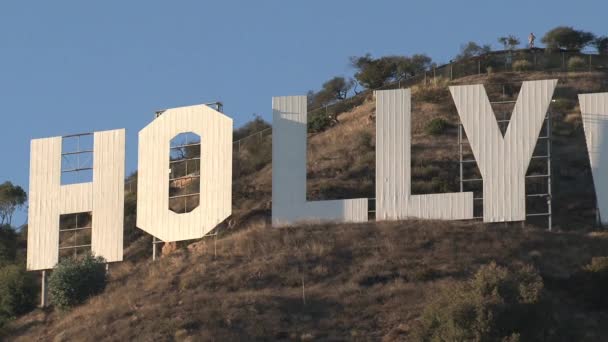 Hollywood Znak Zoom Out Kalifornia Usa — Wideo stockowe