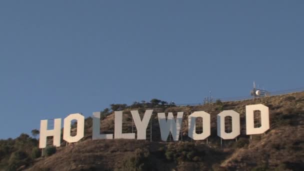 Sinal Hollywood Zoom Out Califórnia Eua — Vídeo de Stock