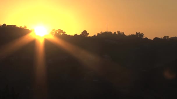 Hollywood Hills Ηλιοβασίλεμα Στην Καλιφόρνια Ηπα — Αρχείο Βίντεο