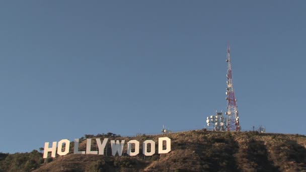 Hollywood Znak Zoom Out Kalifornia Usa — Wideo stockowe