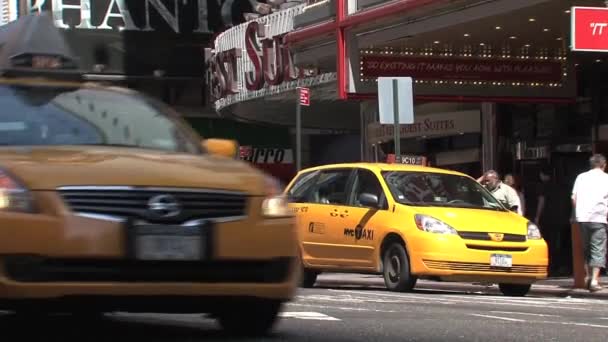 Taksówki Times Square Nowy Jork — Wideo stockowe