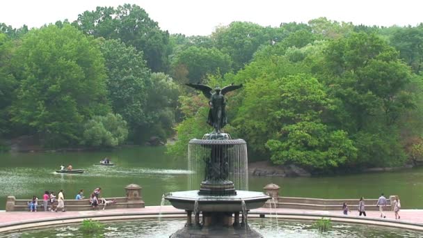 Fuente Central Park Nueva York — Vídeo de stock