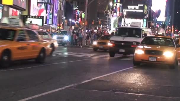 Times Square Por Noche Nueva York — Vídeos de Stock