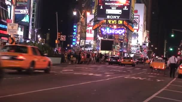 Times Square Por Noche Nueva York — Vídeos de Stock