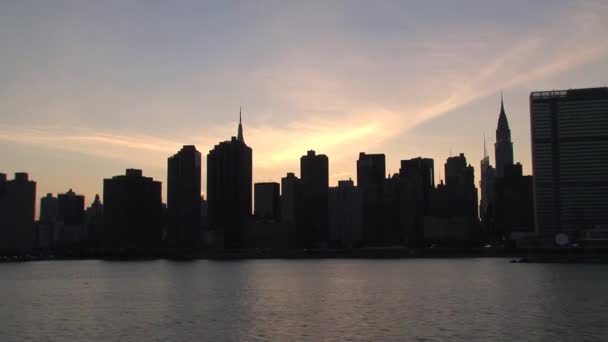 New York Skyline 2010 Zonsondergang — Stockvideo