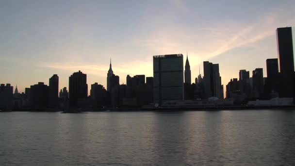 New York Skyline 2010 Zonsondergang — Stockvideo