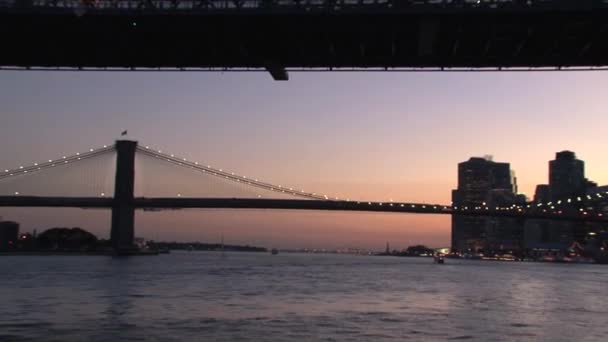 Brooklyn Bridge Sunset New York City — Stock Video