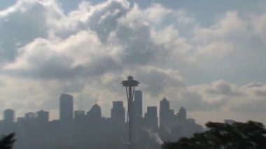 Uzay iğnesi ve ufuk çizgisi Seattle, ABD