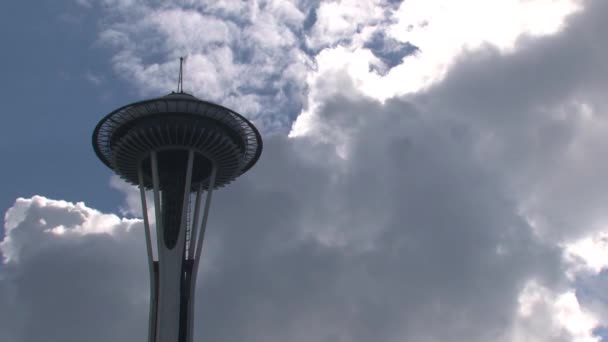 Zaman Atlamalı Space Needle Seattle Abd — Stok video
