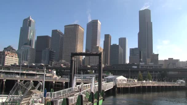 Ferry Meninggalkan Seattle Amerika Serikat — Stok Video