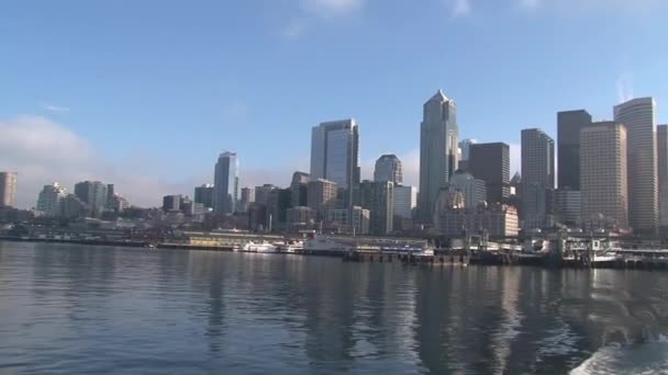 Ferry Saindo Seattle Estados Unidos — Vídeo de Stock