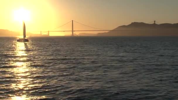 Zachód Słońca Moście Golden Gate — Wideo stockowe