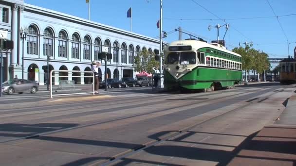 Feribot Terminali San Francisco Tramvayı — Stok video
