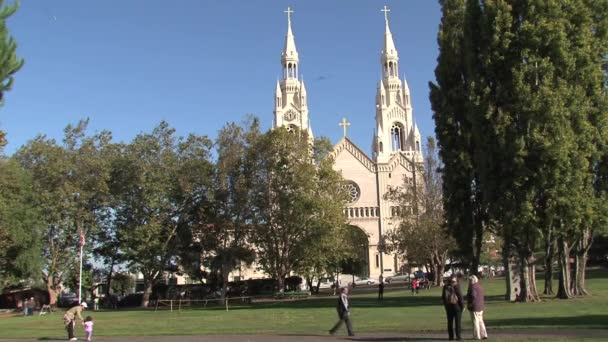 Церква Святого Петра Павла Італійська Церква Заходу Сан Франциско — стокове відео