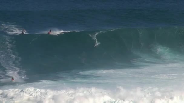 Surfeur Grande Vague Surf Pause Mâchoires Sur Rive Nord Île — Video