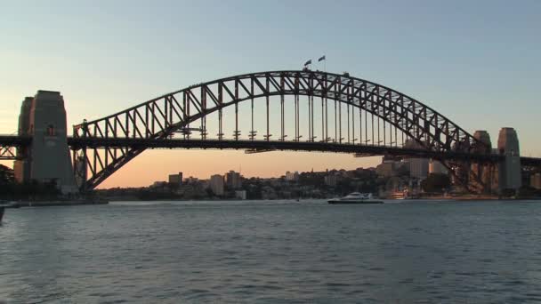 Most Portowy Sydney Wieczorem Australia — Wideo stockowe