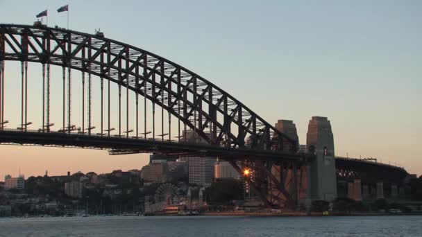 Sydney Hafenbrücke Abend Australien — Stockvideo