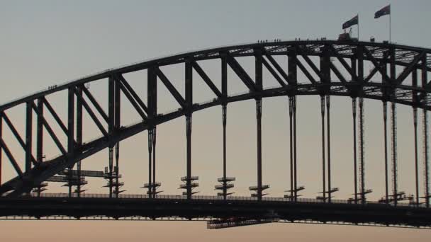 Ponte Sul Porto Sydney Sera Australia — Video Stock