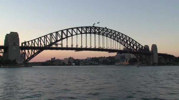 Sydney Hafenbrücke Abend Australien — Stockvideo