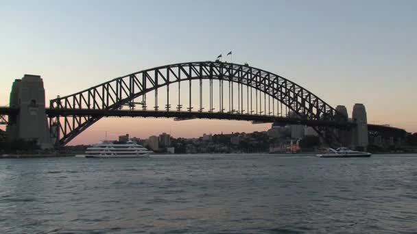 Sydney Port Most Podczas Zachodu Słońca — Wideo stockowe