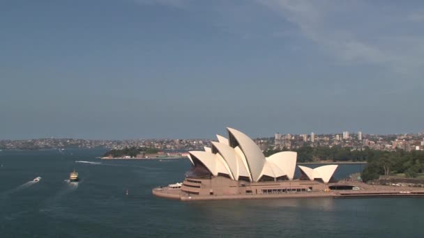Вид Сиднейскую Оперу Моста Гавани — стоковое видео