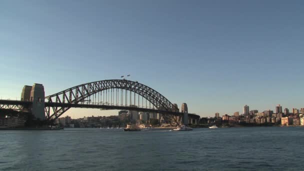 Sydney Harbour Bridge Wieczór Sydney Australia — Wideo stockowe