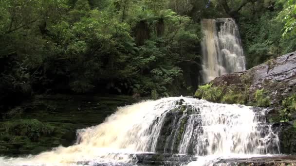 Vattenfall Vid Catlins Södra Nya Zeeland — Stockvideo