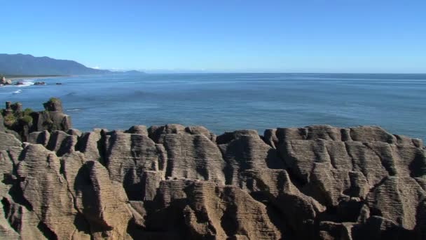 Pancake Rocks Westcoast Southern Island New Zealand — Stock Video