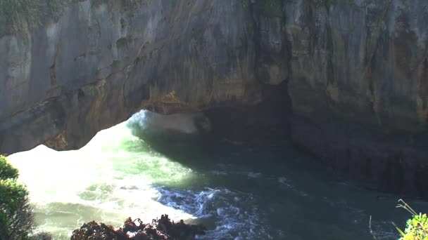 Panqueques Costa Oeste Isla Del Sur Nueva Zelanda — Vídeo de stock