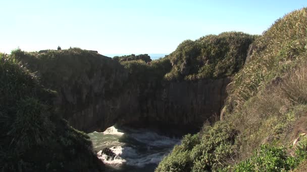 Rocce Pancake Sulla Costa Occidentale Isola Meridionale Nuova Zelanda — Video Stock