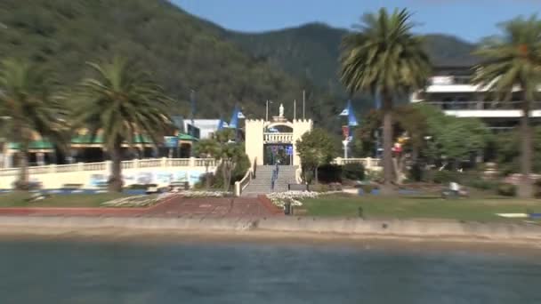 Pier Zoom Out Picton New Zealand — Stock Video