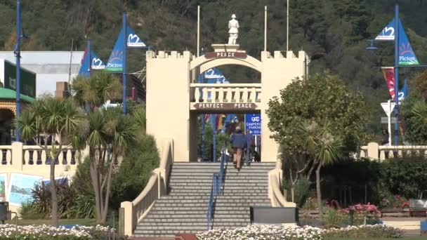 Zoom Out Pier Picton New Zealand — Stock Video