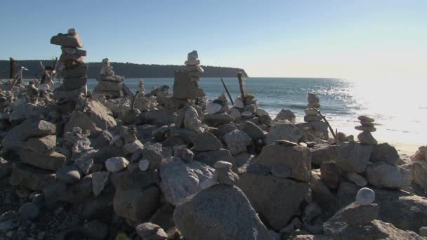 Rock Beach Στη Νέα Ζηλανδία — Αρχείο Βίντεο