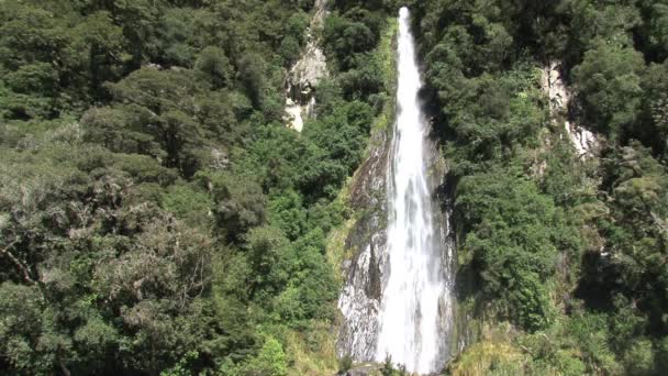 Wodospad Południowej Wyspie Nowej Zelandii — Wideo stockowe