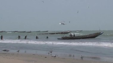 Gambiya 'da ağır ve çalışkan bir balıkçı.