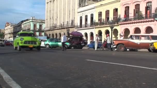 Voitures Classiques Centre Ville Havane Cuba — Video