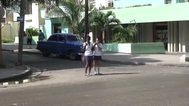 Voitures Classiques Centre Ville Havane Cuba — Video