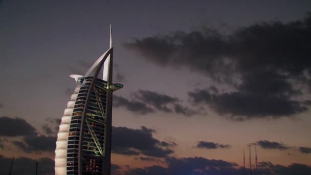 Burj Arab Hotel Clouds Time Lapse Dubai — Stock Video