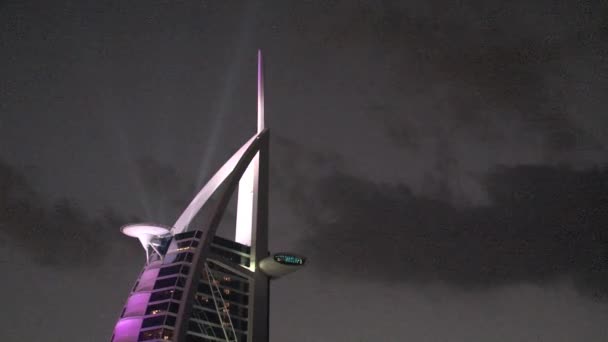 Burj Arab Światła Hotelowe Dubaj — Wideo stockowe