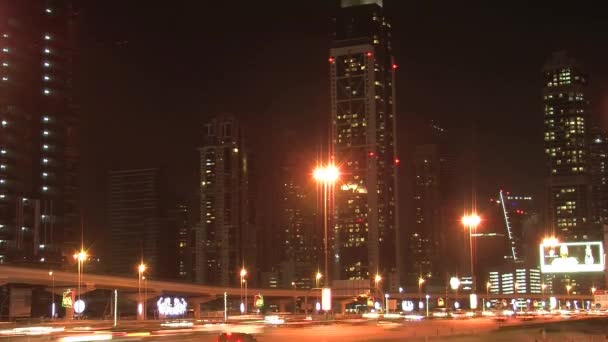 Tráfico Nocturno Dubai — Vídeo de stock