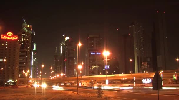 Дорожное Движение Ночью Дубай — стоковое видео