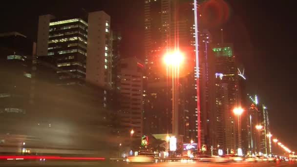 Tráfico Nocturno Dubai — Vídeos de Stock