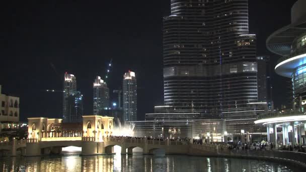 Dubai Szökőkút Dönthető Burj Khalifa Dubai — Stock videók