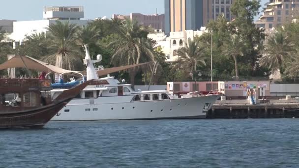 Traditional Cruise Ship Harbor Dubai — Stock Video