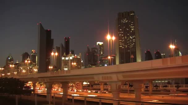 Verkehr Der Nacht Dubai — Stockvideo